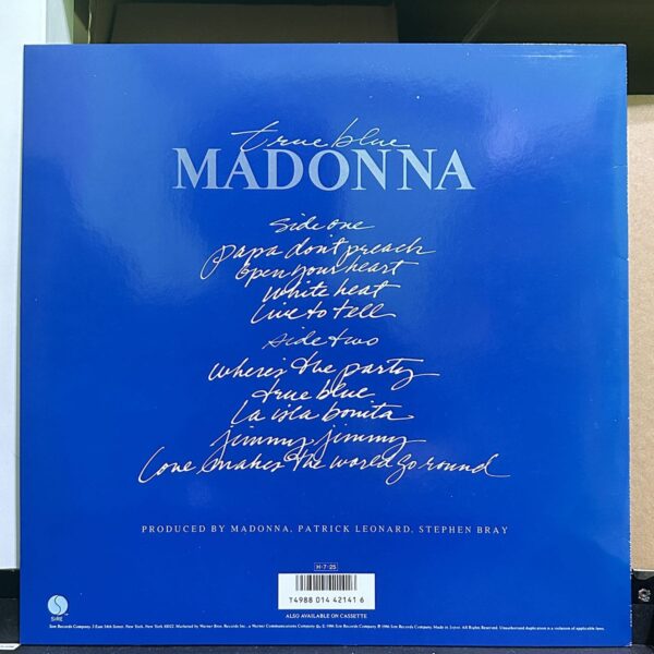 Madonna – True Blue 黑膠唱片背面