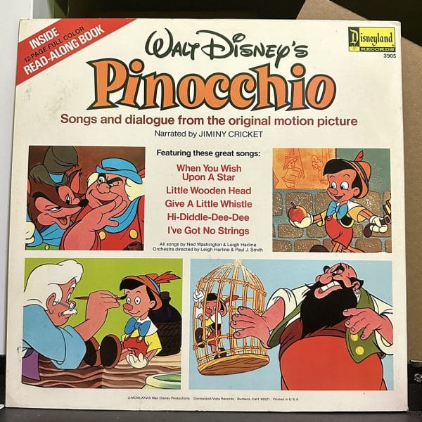 迪士尼 – Walt Disney's Story and Songs from Pinocchio 黑膠唱片背面