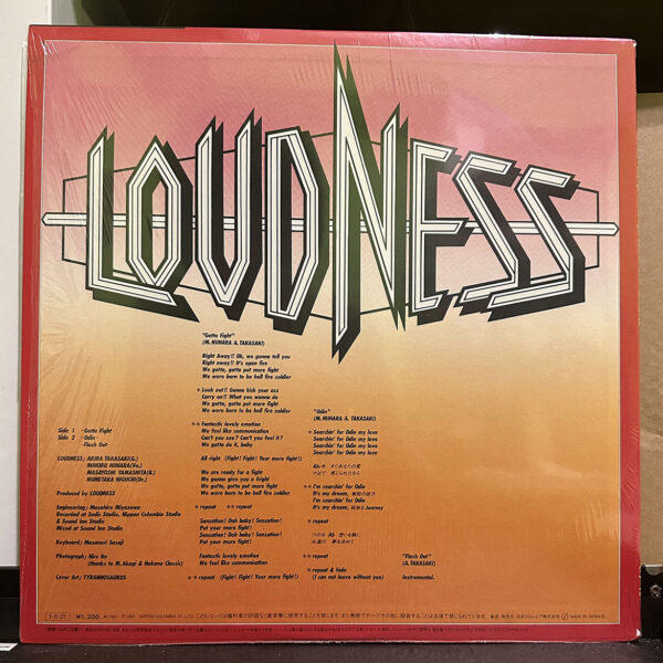 Loudness – Gotta Fight 黑膠唱片背面