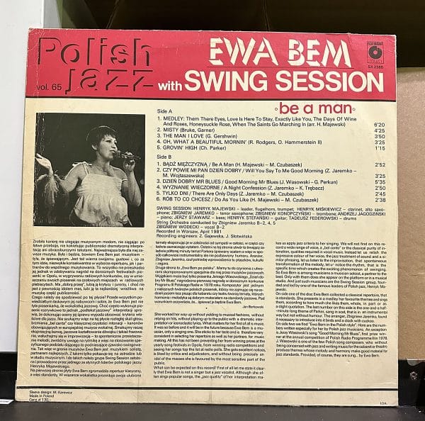 Ewa Bem With Swing Session – Be A Man 黑膠唱片背面