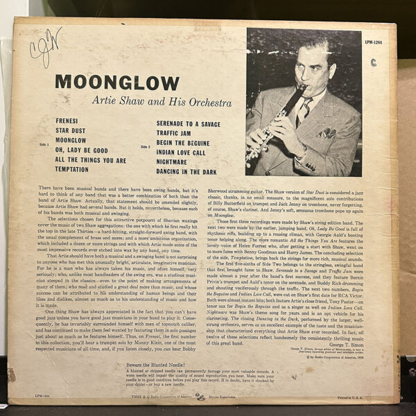 Artie Shaw And His Orchestra – Moonglow 黑膠唱片背面