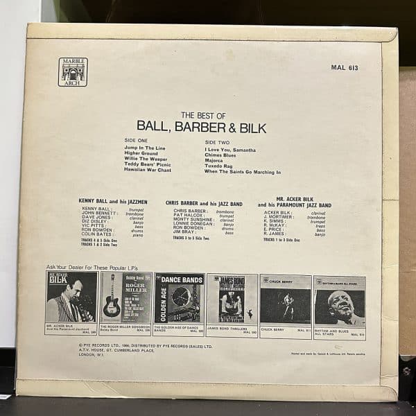 Kenny Ball, Chris Barber & Acker Bilk – The Best Of Ball, Barber & Bilk 黑膠唱片背面