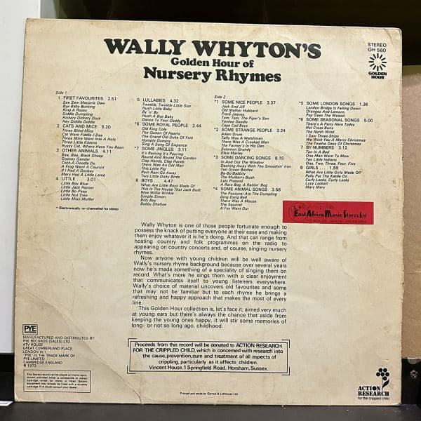 Wally Whyton – Wally Whyton's Golden Hours of Nursery Rhymes 黑膠唱片背面