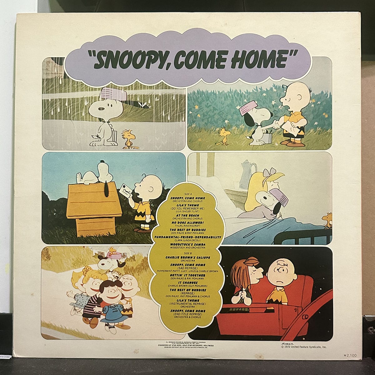 史努比 – "Snoopy, Come Home" Original Soundtrack 黑膠唱片背面