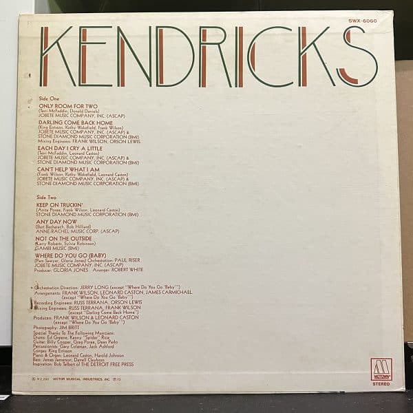 Eddie Kendricks – Eddie Kendricks 黑膠唱片背面